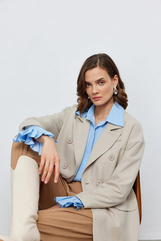 Kruvaze Blazer Ceket Taş