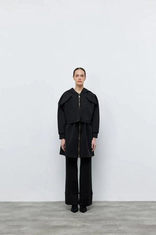 Hoodie Fermuarlı Scuba Takım Siyah