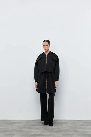 Hoodie Fermuarlı Scuba Takım Siyah