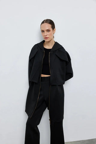 Hoodie Fermuarlı Scuba Takım Siyah