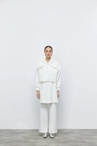 Hoodie Fermuarlı Scuba Takım Ekru