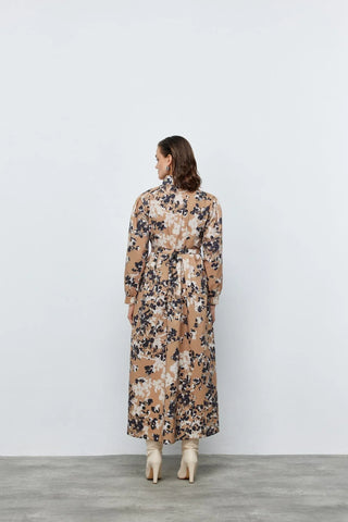 Fular Detaylı Kemerli Elbise Çiçek