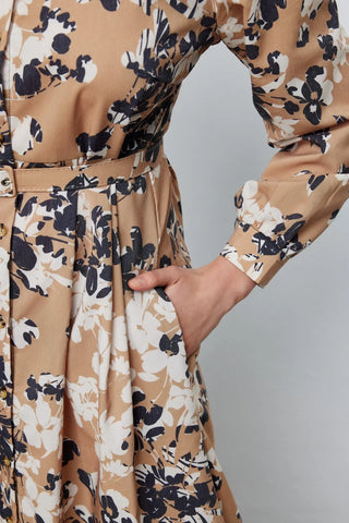 Fular Detaylı Kemerli Elbise Çiçek