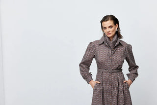 Fular Detaylı Kemerli Elbise Geometrik