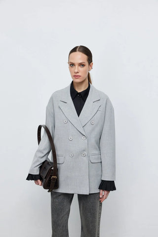 Kruvaze Blazer Ceket Gri