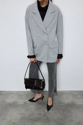 Kruvaze Blazer Ceket Gri