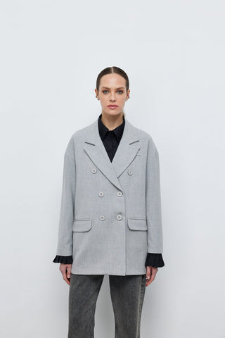 Kruvaze Blazer Ceket Gri