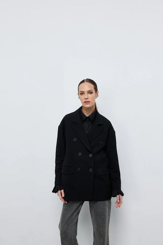 Kruvaze Blazer Ceket Siyah