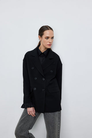 Kruvaze Blazer Ceket Siyah
