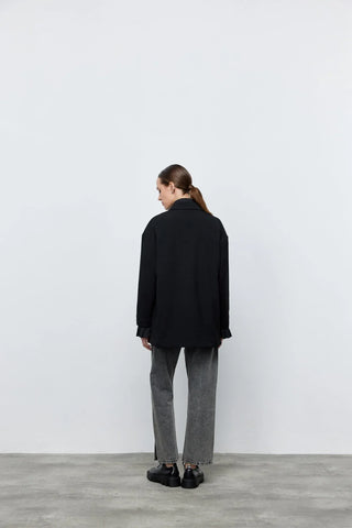 Kruvaze Blazer Ceket Siyah