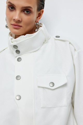 Bomber Fileli Scuba Ceket Ekru