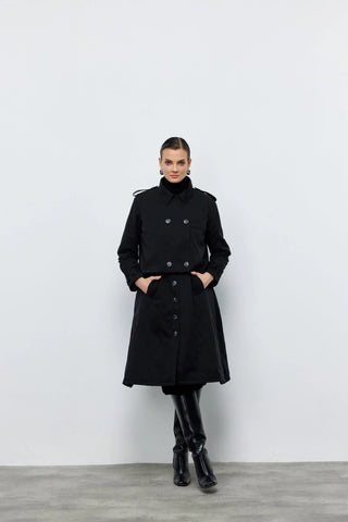 Ceket Yelek İkili Trençkot Siyah