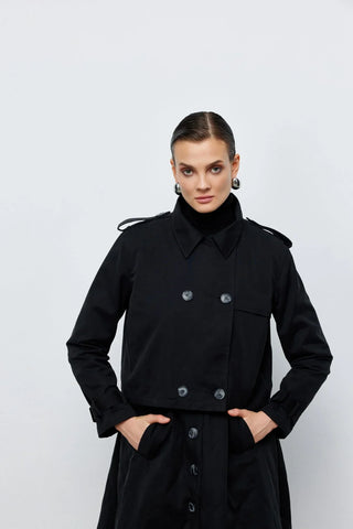 Ceket Yelek İkili Trençkot Siyah