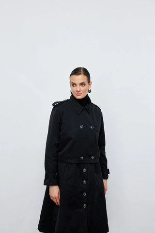 Ceket Yelek İkili Trençkot Siyah