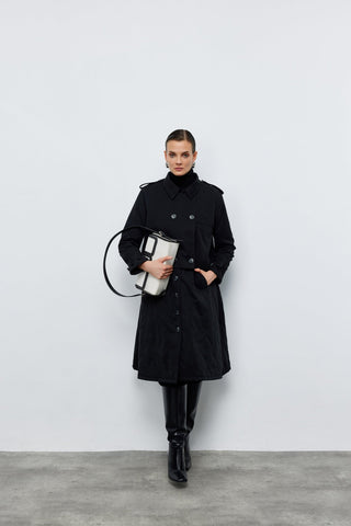 Ceket Yelek İkili Trençkot Siyah