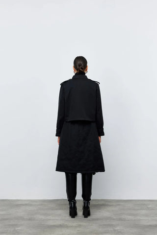 Ceket Yelek İkili Trençkot Siyah