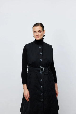 Ceket Yelek İkili Trençkot Siyah