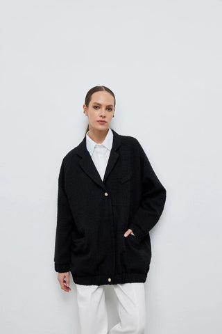 Bomber Tüvit Fermuarlı Ceket Siyah