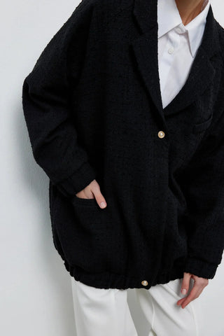 Bomber Tüvit Fermuarlı Ceket Siyah