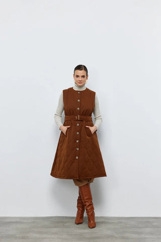 Ceket Yelek İkili Trençkot Kahverengi