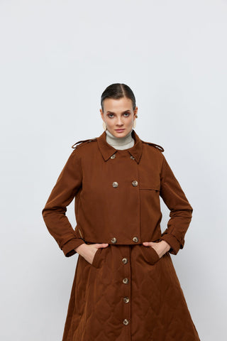 Ceket Yelek İkili Trençkot Kahverengi