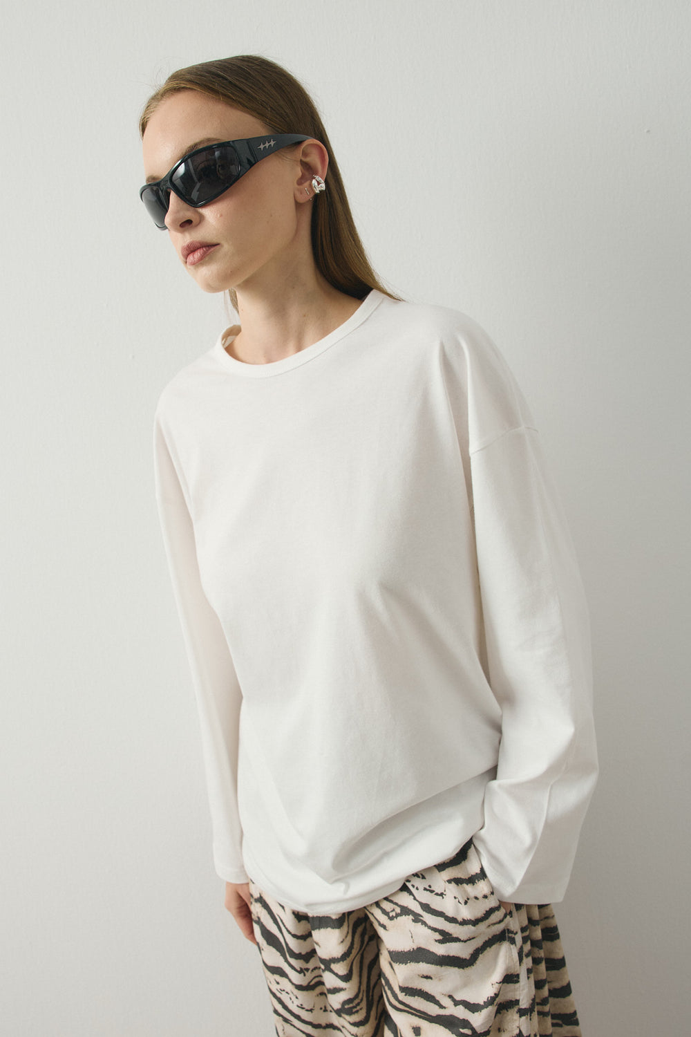 Base Oversize Tişört Ekru