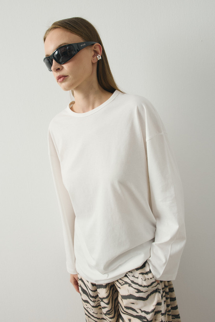 Base Oversize Tişört Ekru