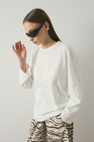 Base Oversize Tişört Ekru