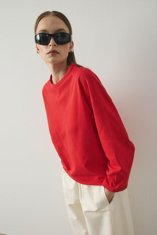 Base Oversize Tişört Kırmızı