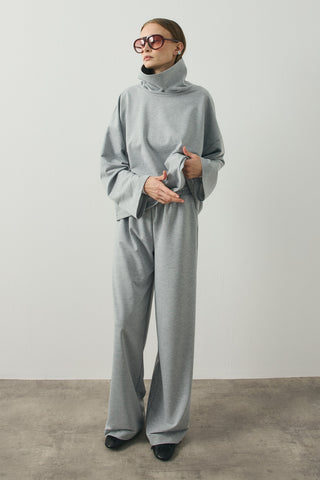 Fold Relax Pantolon Takım Gri Melanj