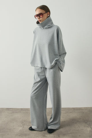 Fold Relax Pantolon Takım Gri Melanj
