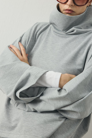 Fold Relax Pantolon Takım Gri Melanj