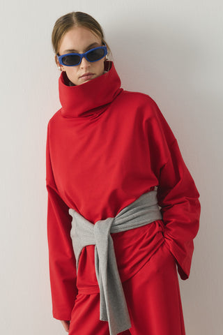 Fold Relax Pantolon Takım Kırmızı