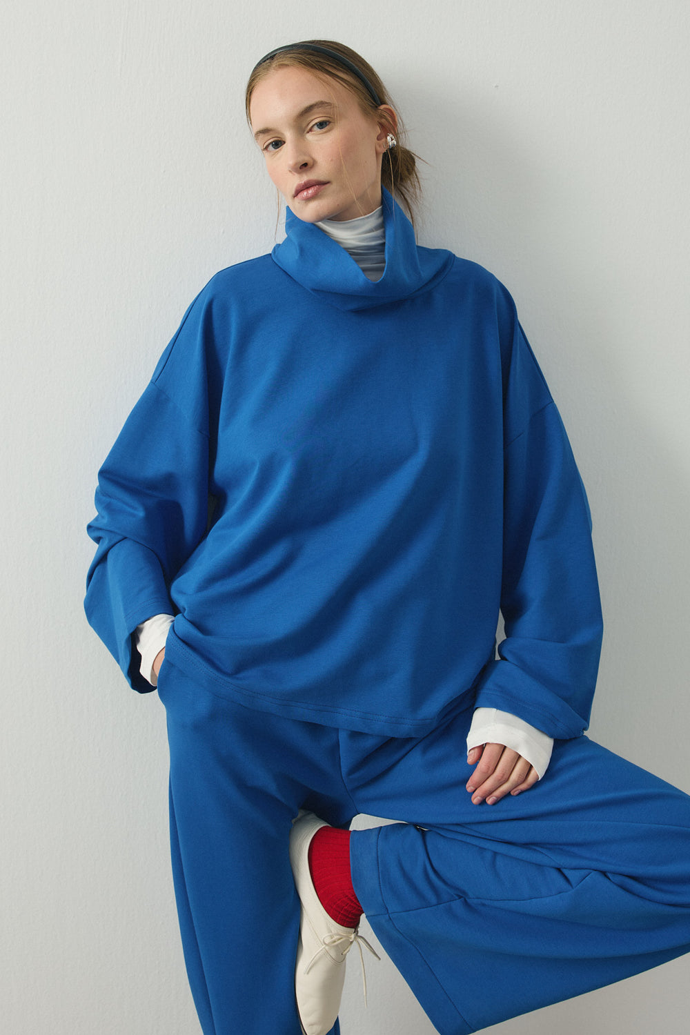 Fold Relax Pantolon Takım Saks