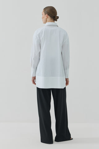 Oversize Fularlı Uzun Gömlek Ekru