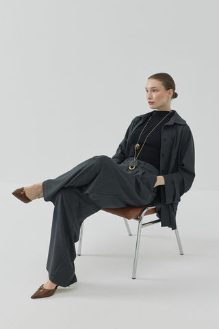 Pera Pileli Palazzo Pantolon Antrasit