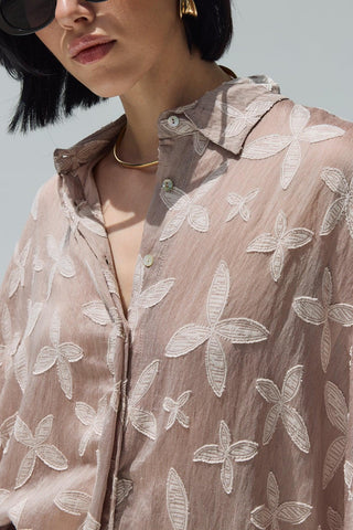 Flower Desenli Gömlek Vizon