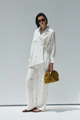 Luna Keten Nakışlı Tunik Ekru