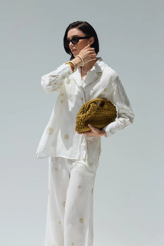 Luna Keten Nakışlı Tunik Ekru