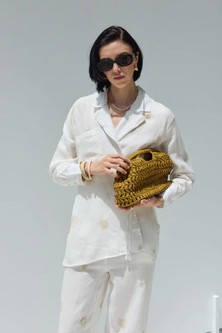 Luna Keten Nakışlı Tunik Ekru