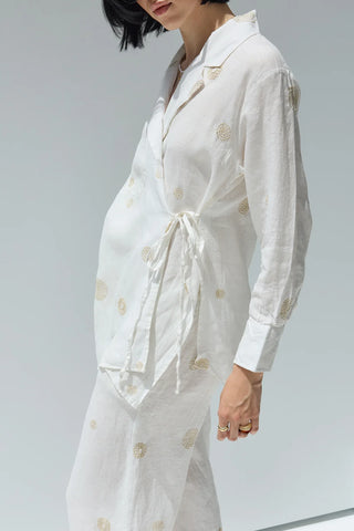 Luna Keten Nakışlı Tunik Ekru