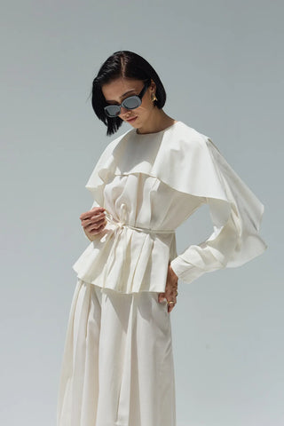 Perna Keten Bluz Ekru