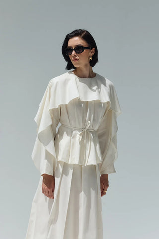 Perna Keten Bluz Ekru