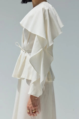 Perna Keten Bluz Ekru