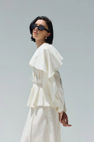 Perna Keten Bluz Ekru