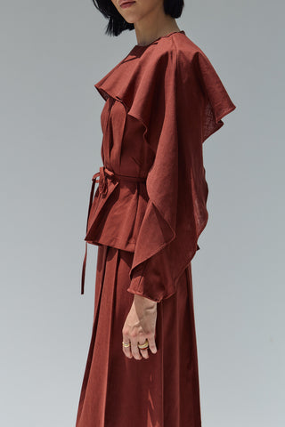 Perna Keten Bluz Kiremit