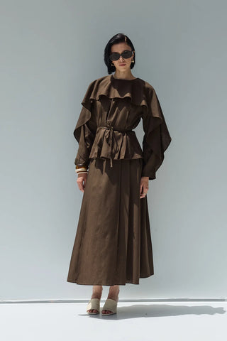 Perna Keten Bluz Kahverengi