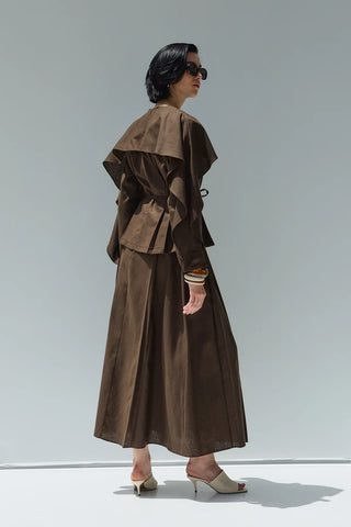 Perna Keten Bluz Kahverengi