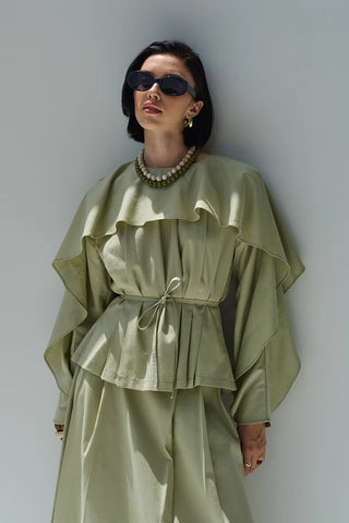 Perna Keten Bluz Açık Yeşil