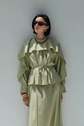 Perna Keten Bluz Açık Yeşil